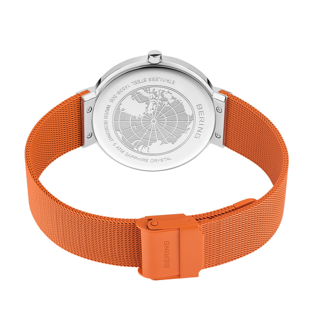 Bering Ladies Orange Silver Watch 14539-505