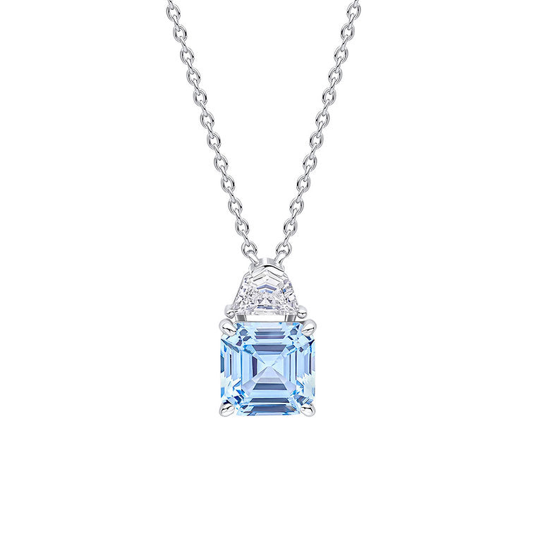 Diamonfire Square Cut Aquamarine Blue Zirconia Necklace