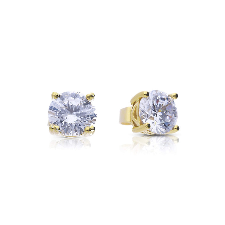 Diamonfire Gold Plated 4 Claw Set 1.5ct Zirconia Stud Earrings