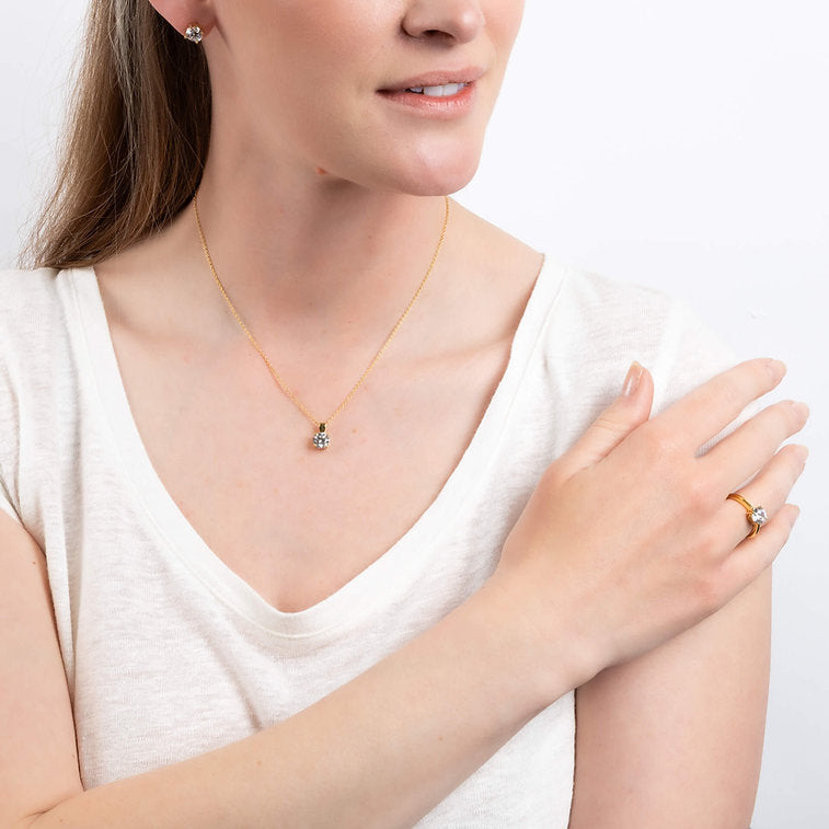 Diamonfire Gold Plated 4 Claw Set 1.5ct Zirconia Stud Earrings