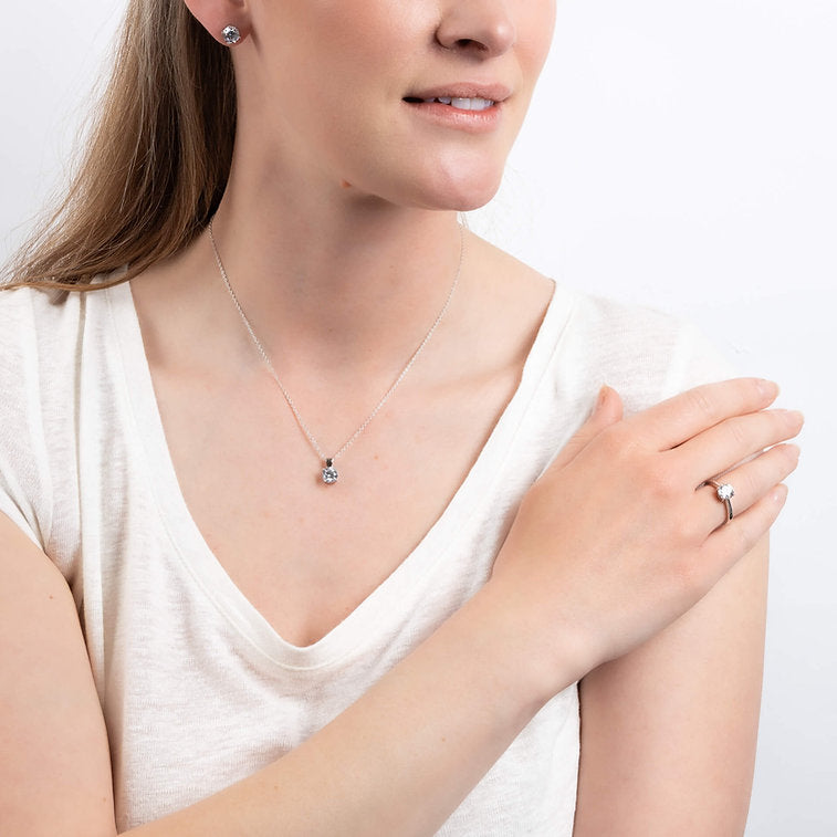 Diamonfire 4 Claw Set 1.5ct Zirconia Stud Earrings