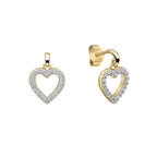 Diamonfire Pave Set Heart Pendant Earrings