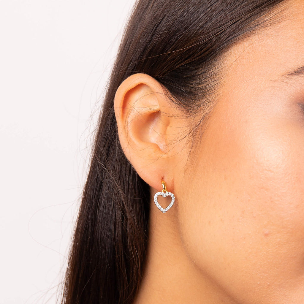 Diamonfire Pave Set Heart Pendant Earrings