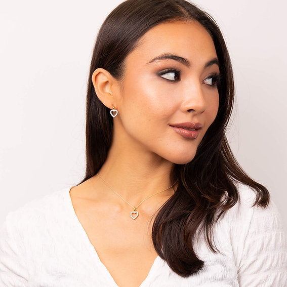 Diamonfire Pave Set Heart Pendant Earrings