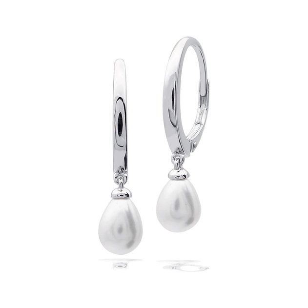 Diamonfire Shell Pearl Teardrop Hoop Earrings