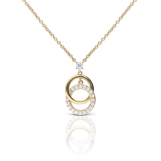 Diamonfire Interlinked Plain and Zirconia Rings Necklace