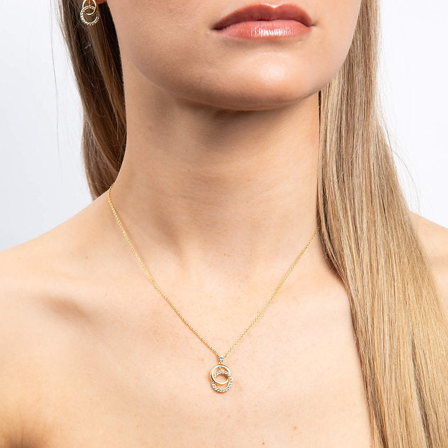 Diamonfire Interlinked Plain and Zirconia Rings Necklace