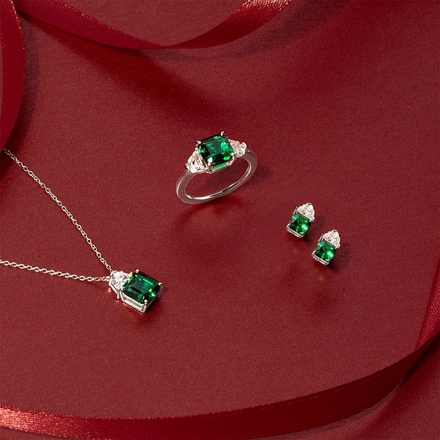 Diamonfire Emerald Green Square Cut Necklace