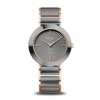 Bering Ladies Ceramic Grey Rose Gold Watch 11435-768