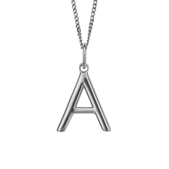 Silver Initial Pendant Letter A