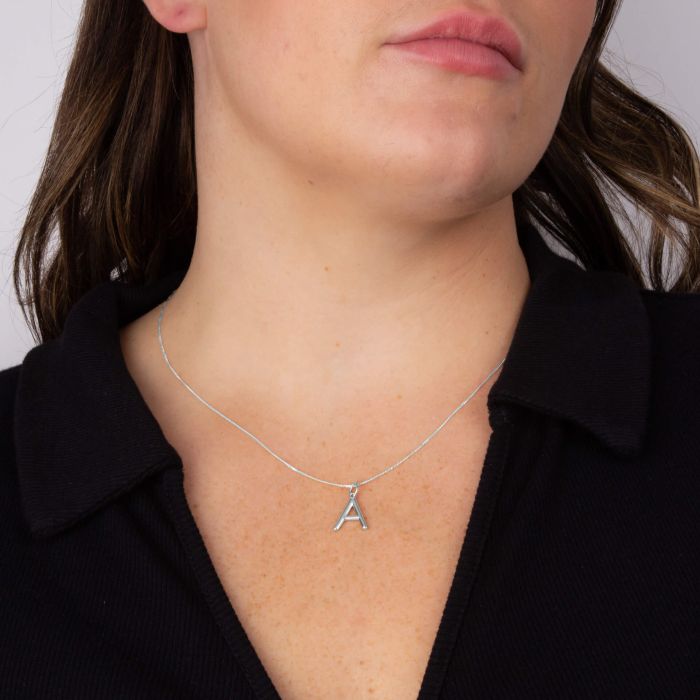 Silver Initial Pendant Letter A