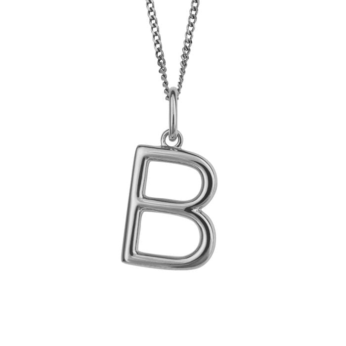 Silver Initial Pendant Letter B