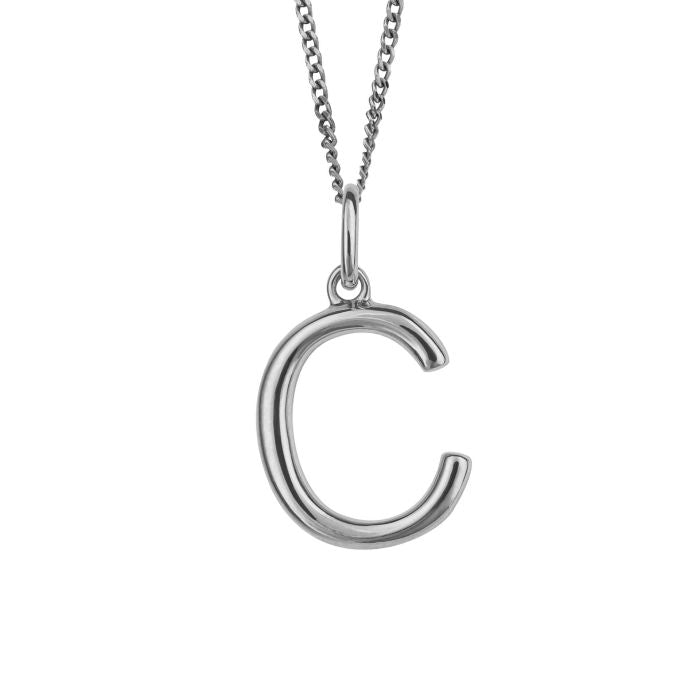 Silver Initial Pendant Letter C