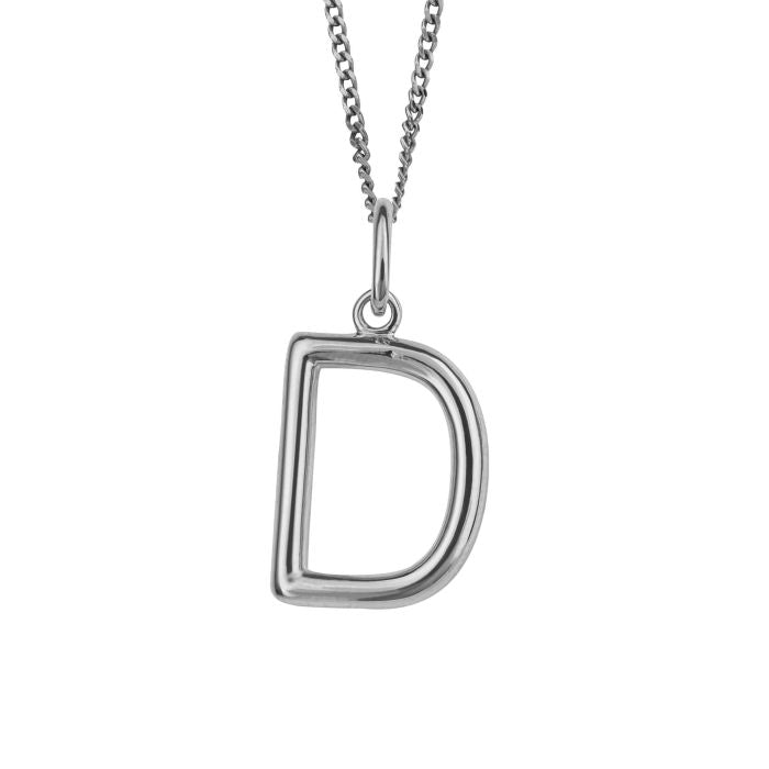 Silver Initial Pendant Letter D