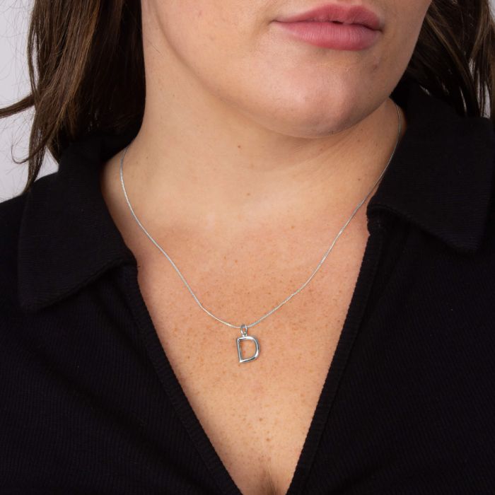 Silver Initial Pendant Letter D