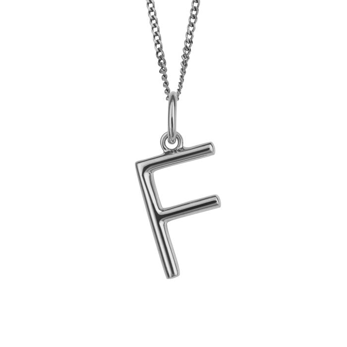 Silver Initial Pendant Letter F