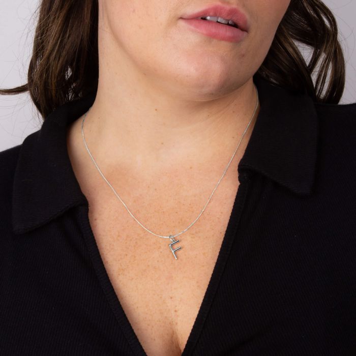 Silver Initial Pendant Letter F
