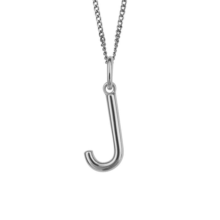 Silver Initial Pendant Letter J
