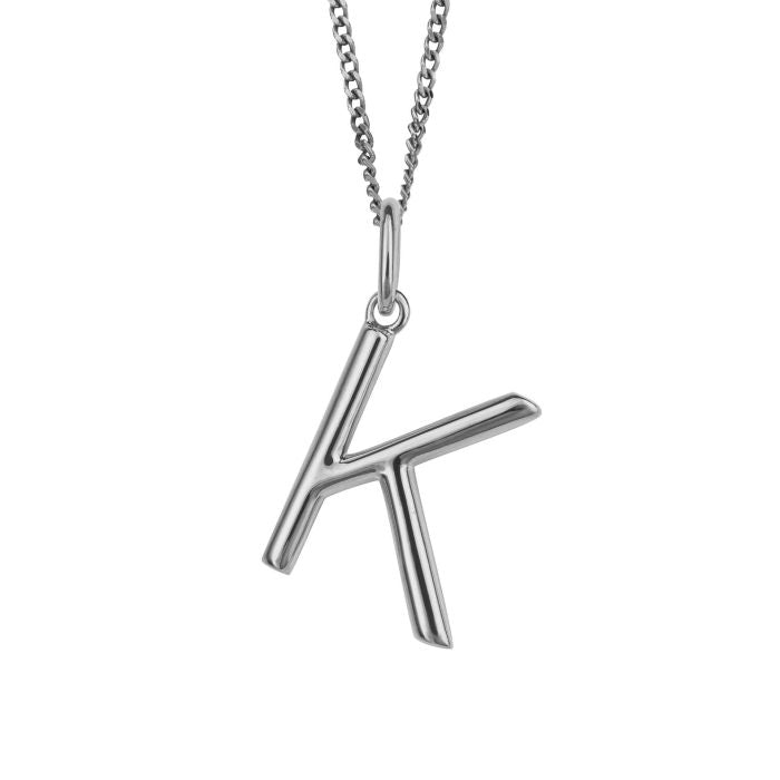 Silver Initial Pendant Letter K