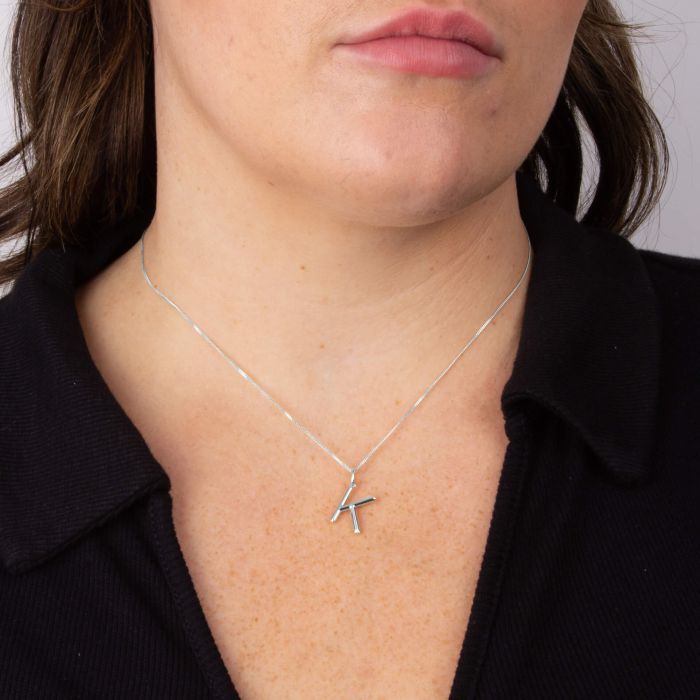 Silver Initial Pendant Letter K