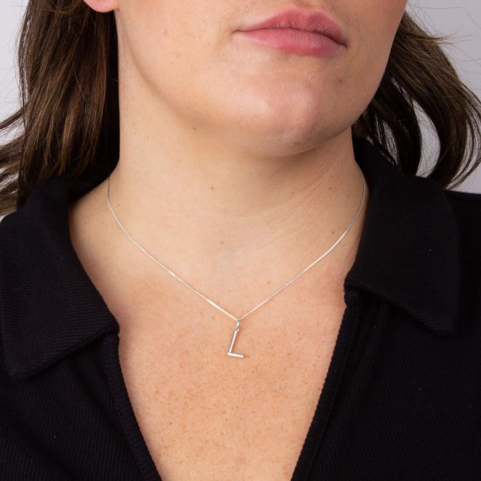 Silver Initial Pendant Letter L