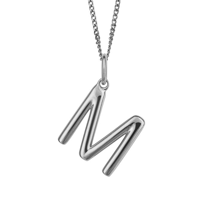 Silver Initial Pendant Letter M