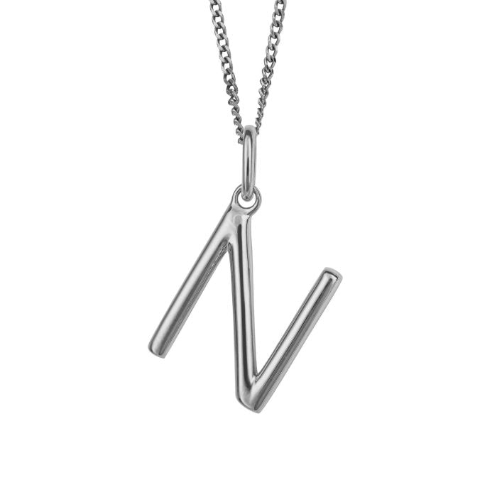 Silver Initial Pendant Letter N