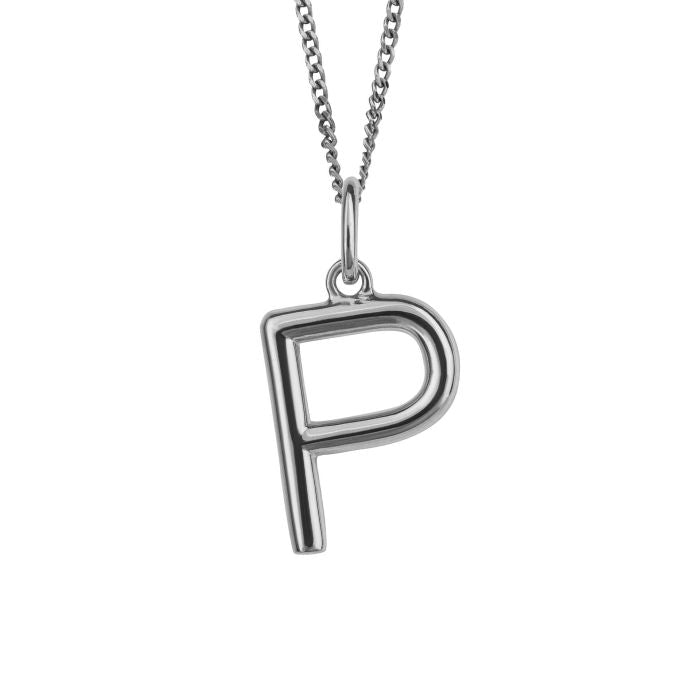 Silver Initial Pendant Letter P