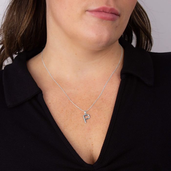 Silver Initial Pendant Letter P