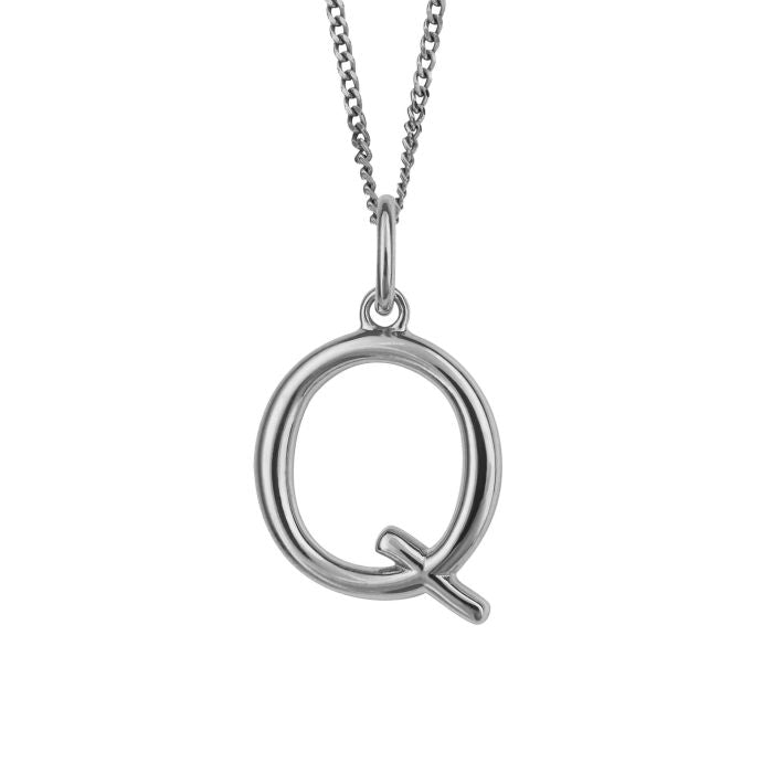 Silver Initial Pendant Letter Q