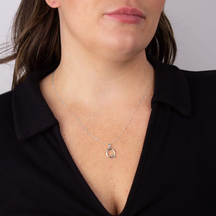 Silver Initial Pendant Letter Q
