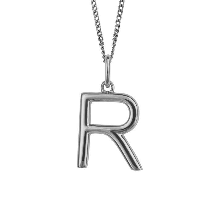 Silver Initial Pendant Letter R