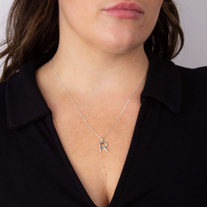 Silver Initial Pendant Letter R