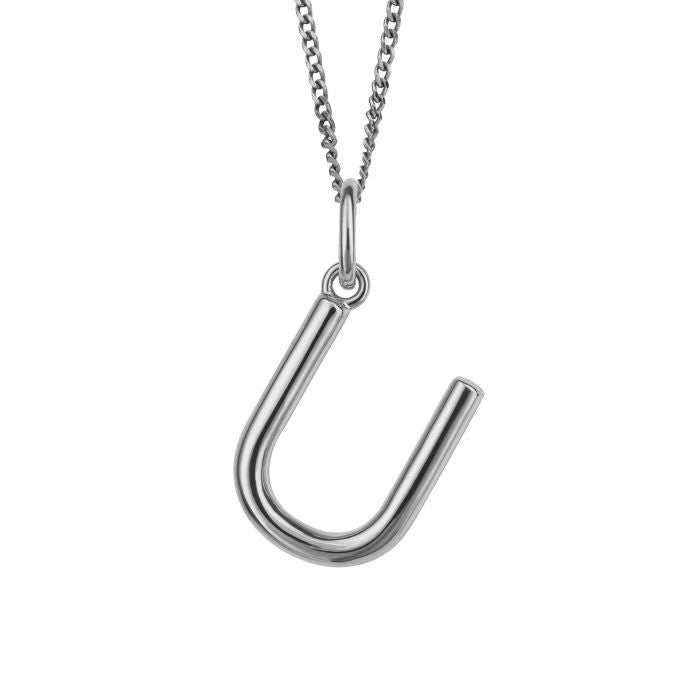 Silver Initial Pendant Letter U