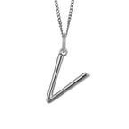 Silver Initial Pendant Letter V