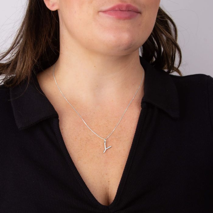 Silver Initial Pendant Letter Y