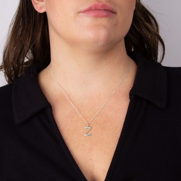 Silver Initial Pendant Letter Z