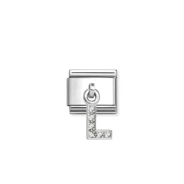 Nomination Silver CZ Hanging Letter L Charm