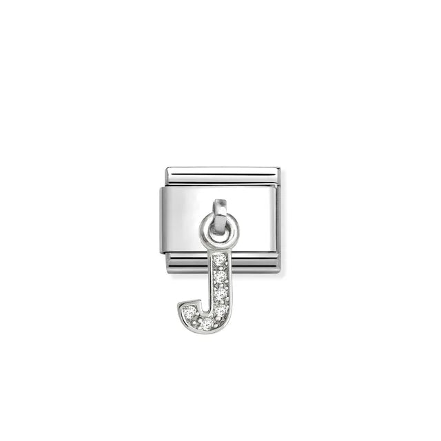 Nomination Silver CZ Hanging Letter J Charm