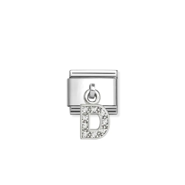 Nomination Silver CZ Hanging Letter D Charm