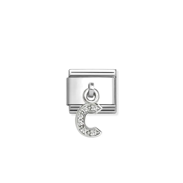 Nomination Silver CZ Hanging Letter C Charm