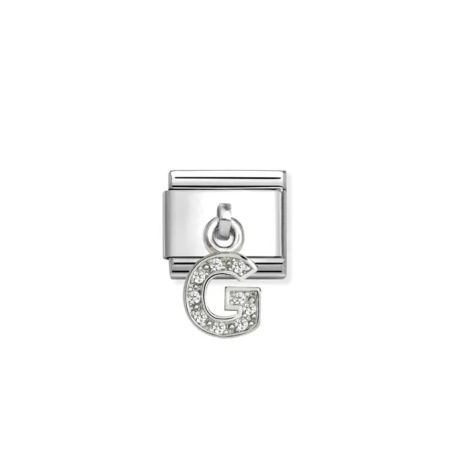 Nomination Silver CZ Hanging Letter G Charm