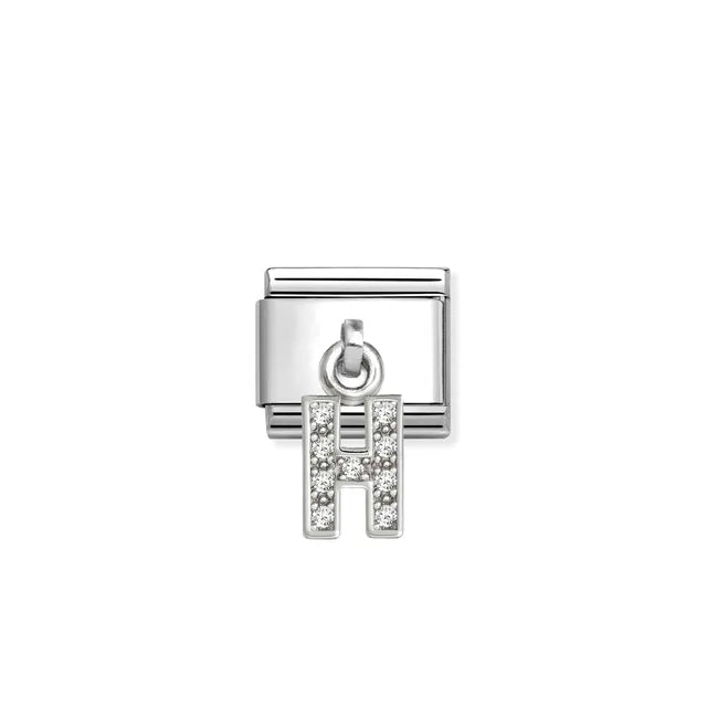 Nomination Silver CZ Hanging Letter H Charm