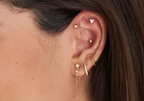 Gold Trio Sparkle Barbell Single Earring