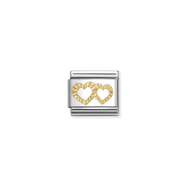 Nomination Classic Gold Hearts with Etched Detail Charm