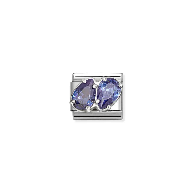 Nomination Silver CZ Blue double drops Charm