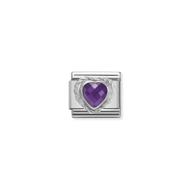 Nomination Classic Silver Violet CZ Heart Charm