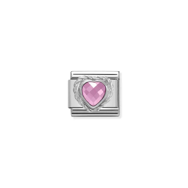 Nomination Classic Silver Pink CZ Heart Charm