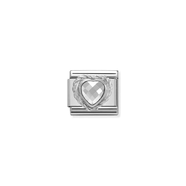 Nomination Classic Silver White CZ Heart Charm