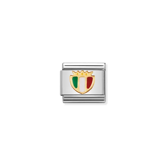 Nomination Classic Gold Green, White & Red Shield Charm